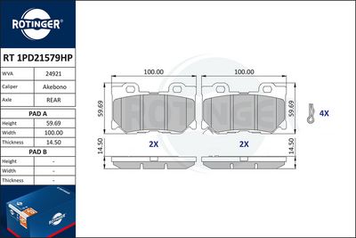 Brake pad set, disc brake