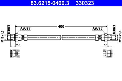 Тормозной шланг ATE 83.6215-0400.3 для FERRARI DINO