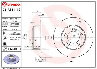Tarcza hamulcowa BREMBO 08.A651.1G