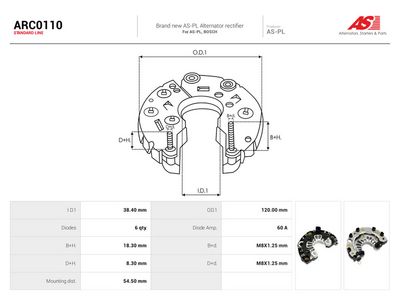 AS-PL - Usmerňovač alternátora VW , ARC0110