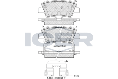 Комплект тормозных колодок, дисковый тормоз ICER 182036-203 для KIA STONIC
