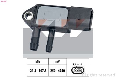 Senzor, tlak výfukového plynu KW 493 265