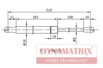Газовая пружина, крышка багажник DYNAMATRIX DGS016723 для NISSAN QASHQAI