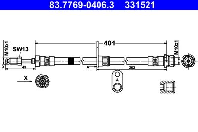 Тормозной шланг ATE 83.7769-0406.3 для FORD TOURNEO