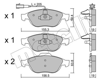 METELLI 22-0220-1 Тормозные колодки и сигнализаторы  для ALFA ROMEO 156 Sportwagon (932_) 1.9 JTD (932.B2B00)