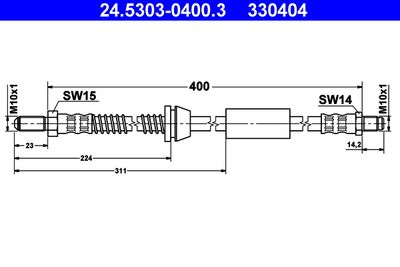 Тормозной шланг ATE 24.5303-0400.3 для FORD FIESTA