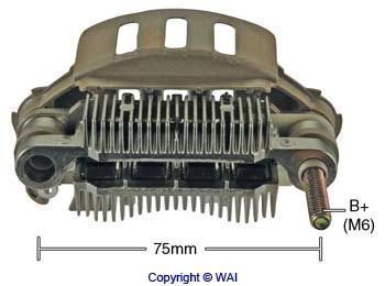 Pont de diodes d'alternateur WAI — 12V, 11,989cm