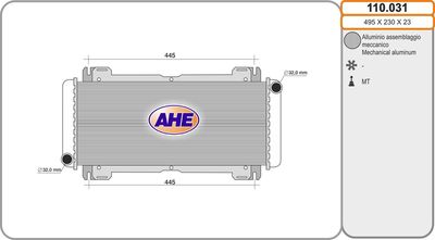 Радиатор, охлаждение двигателя AHE 110.031 для FORD FIESTA