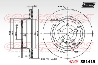 MAXTECH 881415 Тормозные диски для MG MG ZT- T 2.0 CDTi
