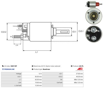 Elektromagnetický spínač, startér AS-PL SS0119P
