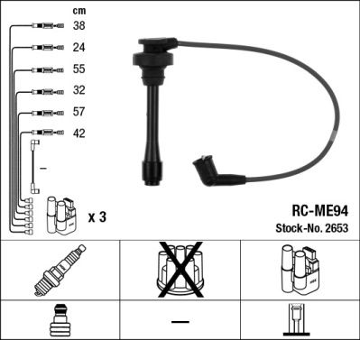Комплект проводов зажигания NGK 2653 для MITSUBISHI PAJERO
