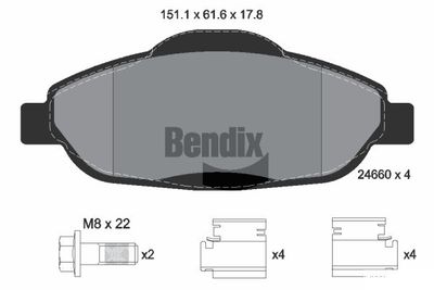 Комплект тормозных колодок, дисковый тормоз BENDIX Braking BPD1036 для PEUGEOT 408