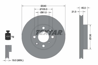TEXTAR 92077800 Тормозные диски  для HONDA DOMANI (Хонда Домани)