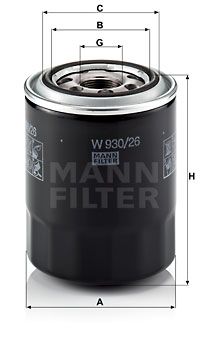 Масляный фильтр MANN-FILTER W 930/26 для HYUNDAI PORTER