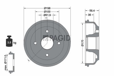 спирачен барабан PAGID 61509N