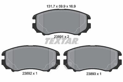 Комплект тормозных колодок, дисковый тормоз TEXTAR 2389101 для HYUNDAI TIBURON
