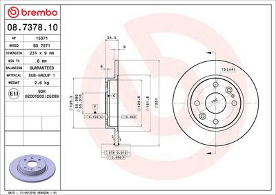 BREMSSCHEIBE BREMBO 08737810 1