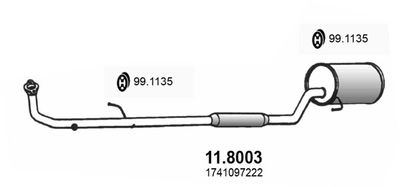 Средний / конечный глушитель ОГ ASSO 11.8003 для DAIHATSU YRV