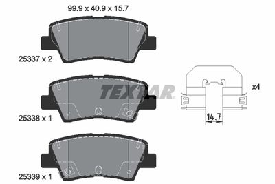 Комплект тормозных колодок, дисковый тормоз TEXTAR 2533703 для KIA SELTOS