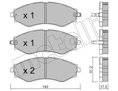комплект спирачно феродо, дискови спирачки METELLI 22-0509-0
