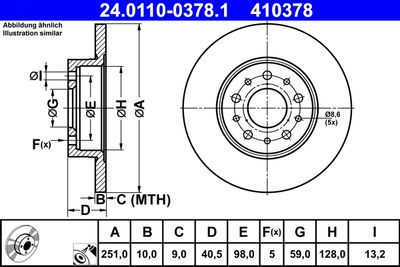 Тормозной диск ATE 24.0110-0378.1 для FIAT 500L