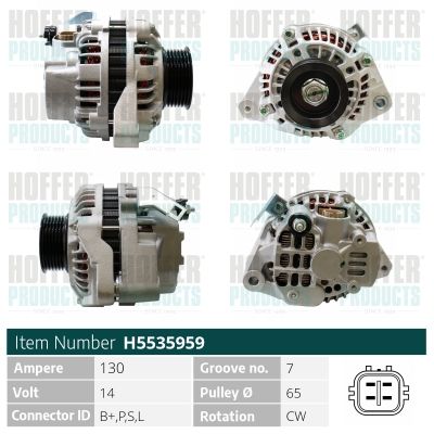 HOFFER H5535959 Генератор для HONDA CIVIC VII Hatchback (EU, EP, EV)