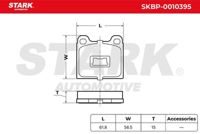 комплект спирачно феродо, дискови спирачки STARK SKBP-0010395