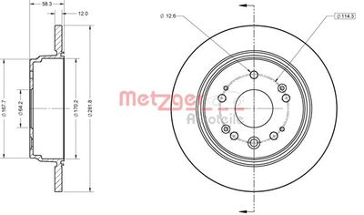 Тормозной диск METZGER 6110862 для HONDA STREAM
