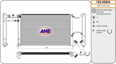 Радиатор, охлаждение двигателя AHE 122.058/A для PEUGEOT 309