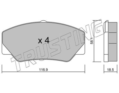 Комплект тормозных колодок, дисковый тормоз TRUSTING 058.0 для FORD P100