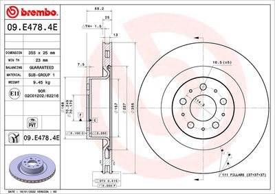 Tarcza hamulcowa BREMBO 09.E478.4E