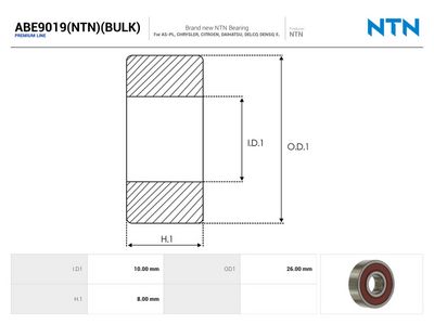 Lager AUTOSTARTER ABE9019(NTN)(BULK) for MITSUBISHI, HITACHI