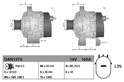 GENERATOR / ALTERNATOR DENSO DAN1370 2