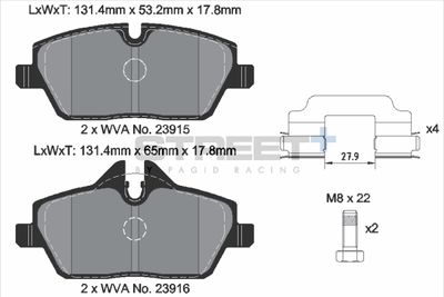 Sada brzdových doštičiek, kotúčová brzda PAGID RACING T8050SP2001