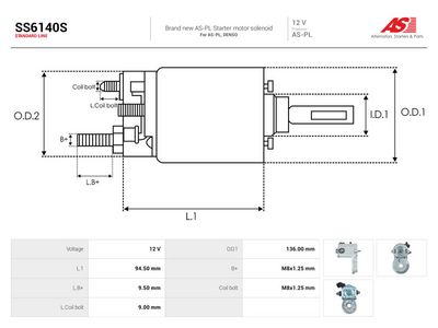 AS-PL - Elektromagnetický spínač, štartér , SS6140S