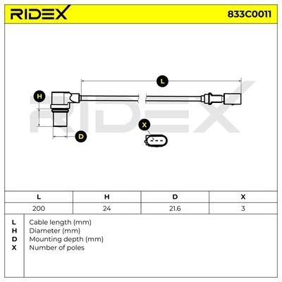 импулсен датчик, колянов вал RIDEX 833C0011