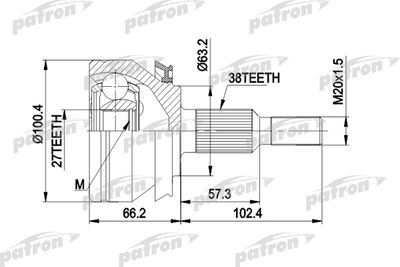 Шарнирный комплект, приводной вал PATRON PCV4032 для VW TRANSPORTER