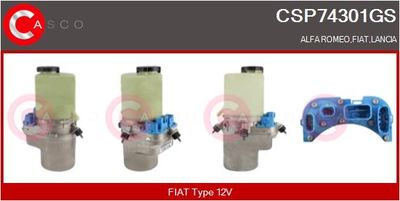 Гидравлический насос, рулевое управление CASCO CSP74301GS для FIAT CROMA