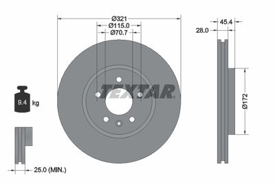 Тормозной диск TEXTAR 92305505 для OPEL INSIGNIA