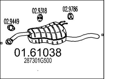 Глушитель выхлопных газов конечный MTS 01.61038 для KIA RIO
