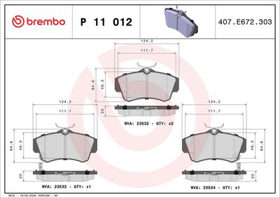 Brake Pad Set, disc brake P 11 012