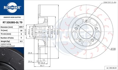 Tarcza hamulcowa ROTINGER RT 3263BS-GL T9