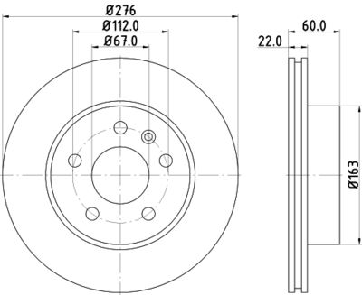 Тормозной диск HELLA 8DD 355 104-521 для MERCEDES-BENZ V-CLASS