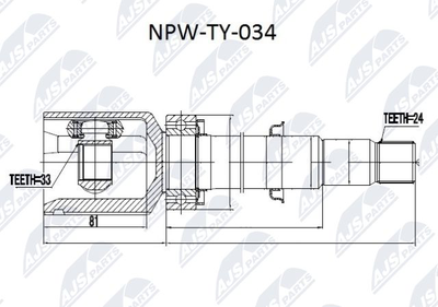 NTY NPW-TY-034 ШРУС  для TOYOTA VERSO (Тойота Версо)
