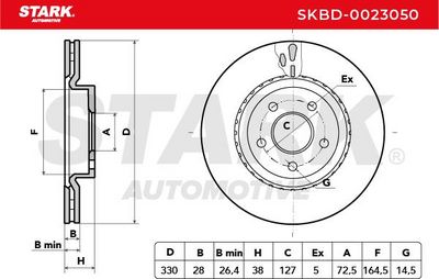 спирачен диск STARK SKBD-0023050