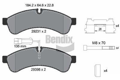 Kit de plaquettes de frein, frein à disque BENDIX Braking