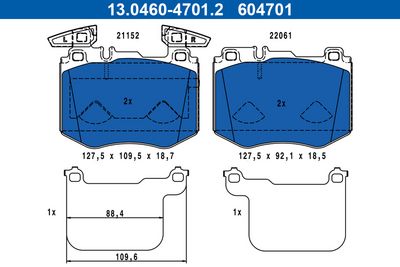 Brake Pad Set, disc brake 13.0460-4701.2