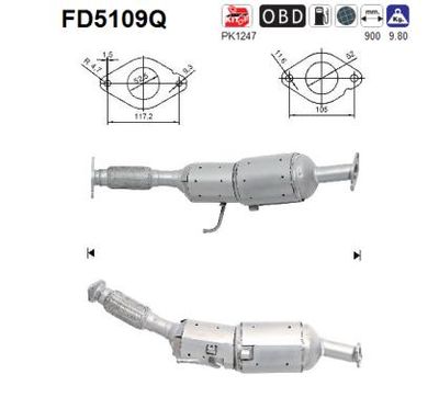 Filtr sadzy / filtr cząstek stałych, układ wydechowy AS 20010BB30B