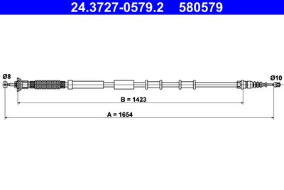 Тросик, cтояночный тормоз ATE 24.3727-0579.2 для ABARTH GRANDE