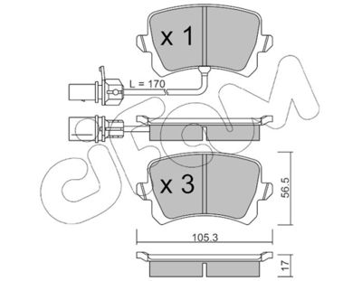 Комплект тормозных колодок, дисковый тормоз CIFAM 822-806-1 для AUDI Q3